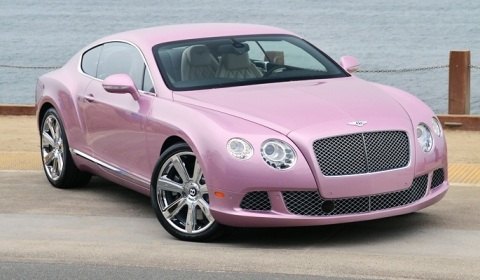 bentley continental gt painted pink for charity