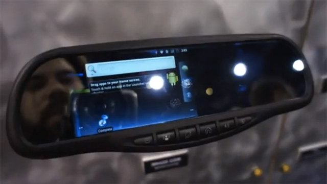 android integrated to vehicle stereos and rear view mirrors video