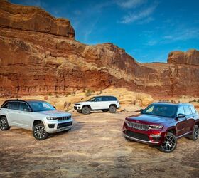 All-new 2022 Jeep(R) Grand Cherokee (from left to right): Overland, Trailhawk and Summit Reserve