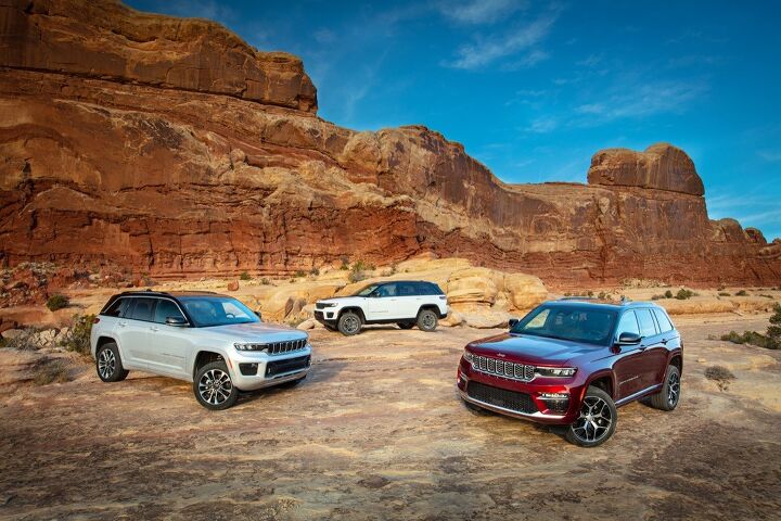 All-new 2022 Jeep(R) Grand Cherokee (from left to right): Overland, Trailhawk and Summit Reserve