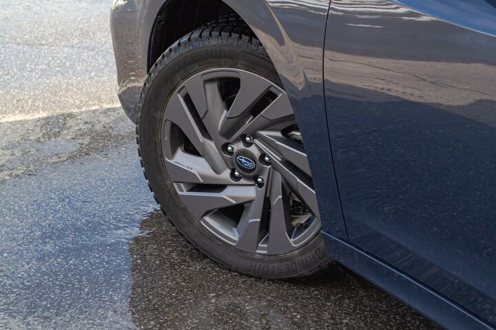 The Legacy's Touring XT's unique wheels are both interesting and at the same time look almost like hub-caps. Tires measure 225/50/18 and when we tested the car were shod in winter rubber.