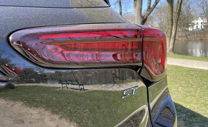 Plenty of pollen coats the jut-out taillights on our Sport Touring (ST) trim level tester.