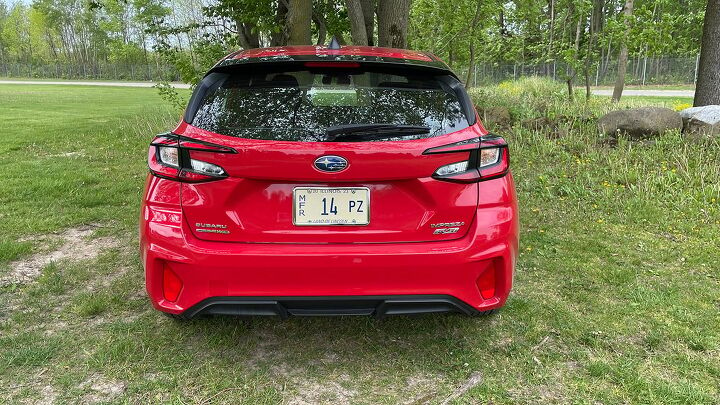 Inside the hatch of the 2024 Subaru Impreza cargo space of 20.4 cubic feet with the rear seats up and 56.0 cubic feet with the seats folded flat.