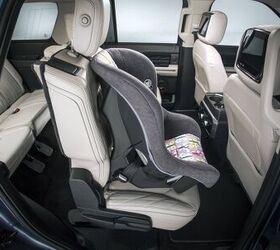Second-row seats in the all-new Ford Expedition feature tip-and-slide architecture that enables passengers to access the third row without having to uninstall a child seat mounted in the second row.