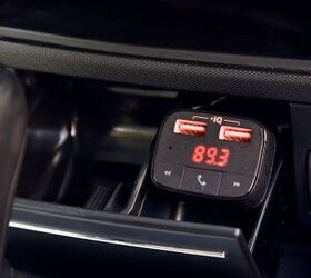 A Bluetooth transmitter lets you play music from your devices in an older car, and usually adds USB charging, too. Photo credit: David Traver Adolphus / AutoGuide.com.