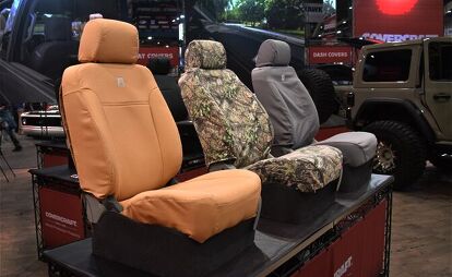 We wouldn&#8217;t call the Covercraft Carhartt seat covers a true custom fit that&#8217;s as good as factory upholstery, but they&#8217;re great for the price. Photo credit: David Traver Adolphus / AutoGuide.com.
