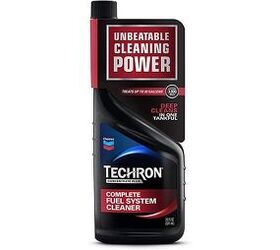 Techron promises to clean fuel injectors, carburetors, ports, valves, and combustion chambers.
