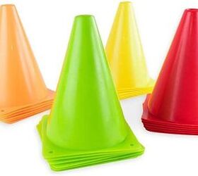 Photo credit: Amazon.com. SuperZ outlet's 24-pack of colorful safety cones are a cheap, lightweight, and fun option for sporting fields, parties,  light-duty vehicle, or foot traffic control.