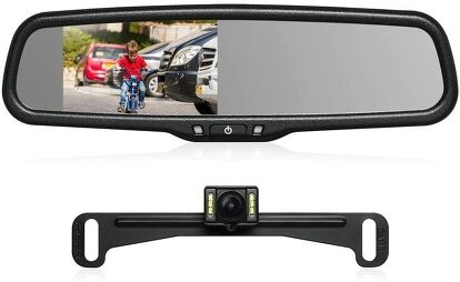You can replace your review mirror with a display. Photo credit: Amazon.com. 
