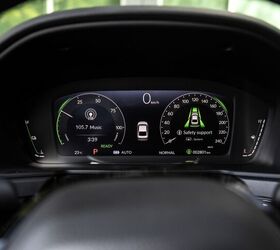 In addition to the infotainment screen atop the dash of our Accord Hybrid Touring model, there's also this 10.2-inch digital instrument cluster. 