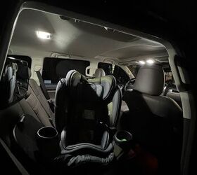 The baby's car seat still might not be perfectly visible when rotated, but the experience is altogether better with LED lights illuminating the cabin. | Photo Credit: Ross Ballot