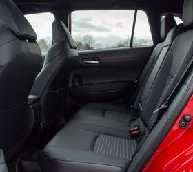 Rear-seat legroom is not the Corolla Cross Hybrid's forte, with just 32.0 inches of the stuff.