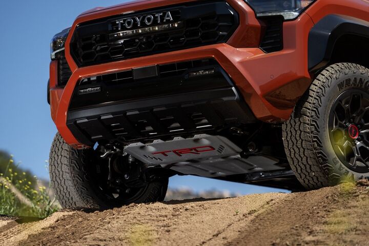 TRD-branded skid plates are standard on TRD Pro and Trailhunter trims.