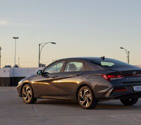 The 2024 Elantra facelift is hard to spot from the rear: new wheel designs are the easiest tell.