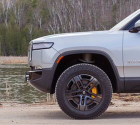 The Rivian R1T's adaptive suspension can provide over a foot of ground clearance.
