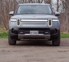 Rivian's Stadium Lights make the R1T easy to spot on the road.