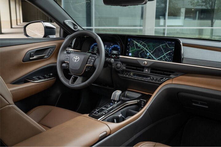 Swanky interior features plenty of brown leather. Image credit: Toyota Swanky interior features plenty of brown leather. Image credit: Toyota