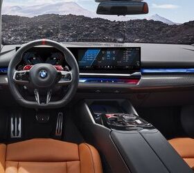 The 5 Series interior sees the standard M enhancements for M5 duty. Image credit: BMW