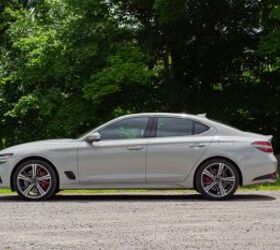 The G70 has one of the tighter back seats in the segment. Image credit: Kyle Patrick