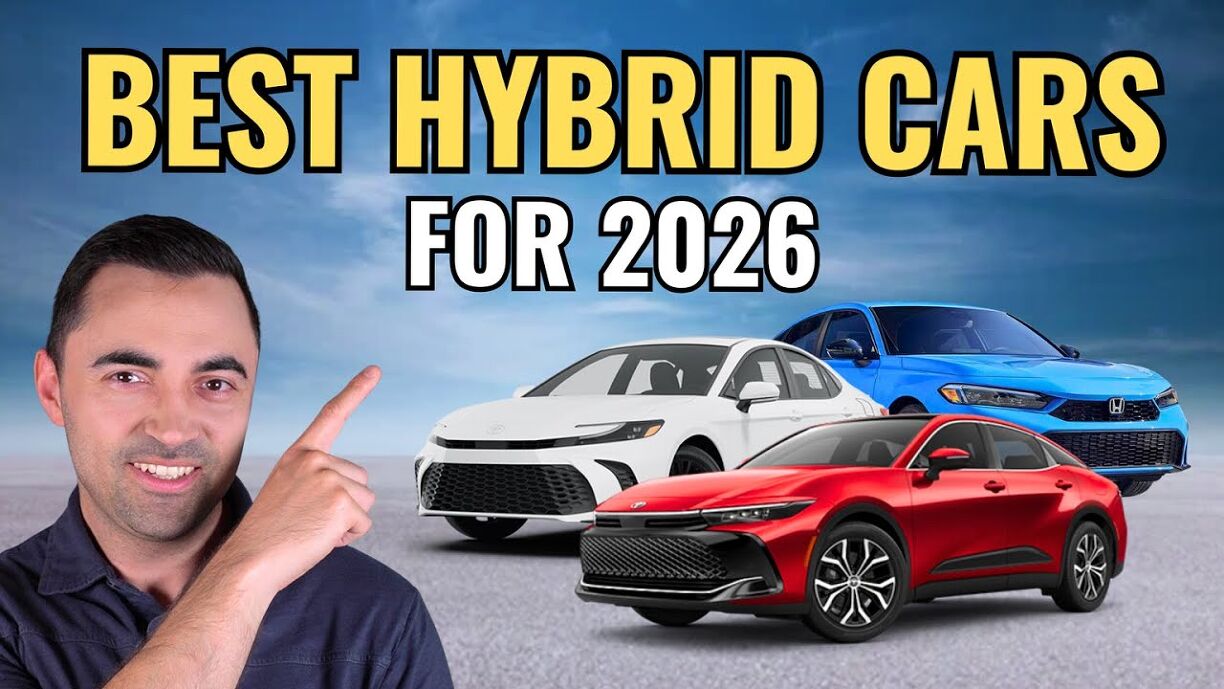 A lineup style image representing top hybrid vehicles available for 2026 model year