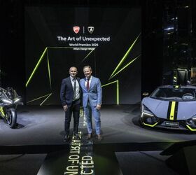 things are so bad at vw they might have to sell lamborghini, Mitja Borkert Design Director Automobili Lamborghini and Andrea Ferraresi Design Director Ducati pose at the debut of the Ducati Panigale V4 Lamborghini at Milan Design Week
